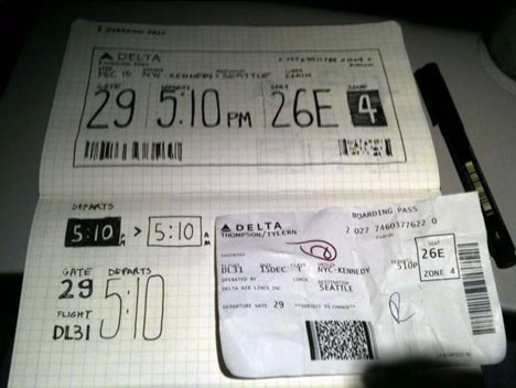 Tyler Thompsons boarding pass redesign sketches